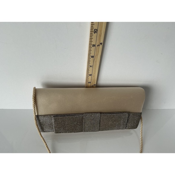 Lulu Townsend Gold Satin Evening Clutch Purse Rope Strap Formal Bag - Picture 9 of 9